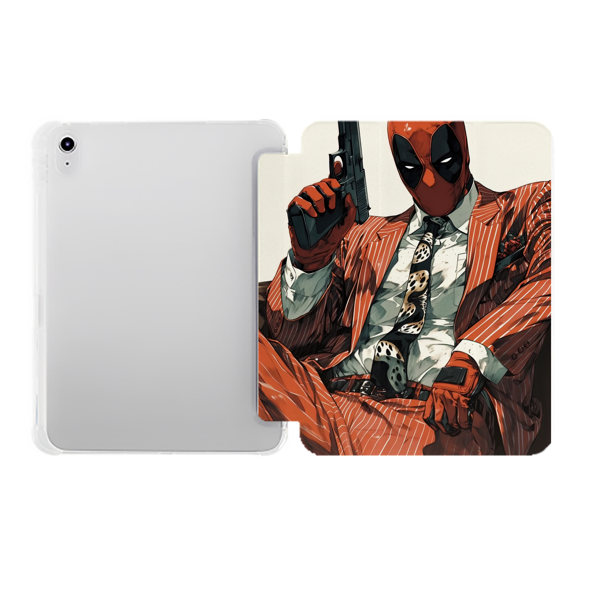 （画像用） Deadpool デッドプール IPad ケース ペン収納付き 三つ折りスタンド PUレザー×シリコン 対応機種9.5/10.5/10.9インチ